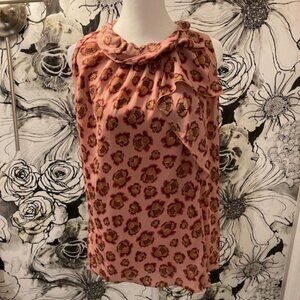 ANN TAYLOR Women's Blouse Top Pink Floral Print Ruffles SIZE SMALL NEW w TAGS